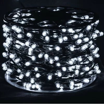Гирлянды на дерево Клип Лайт 100 м, 666 белых LED ламп 12V, зелёный ПВХ, IP65-01