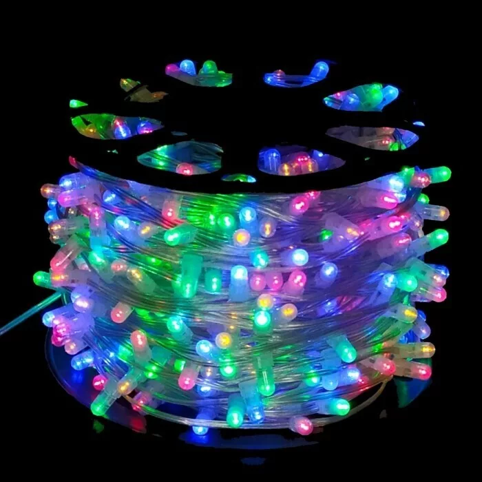 Гирлянды на дерево Клип Лайт 100 м, 666 разноцветных LED ламп 12V, прозрачный ПВХ, IP65-01