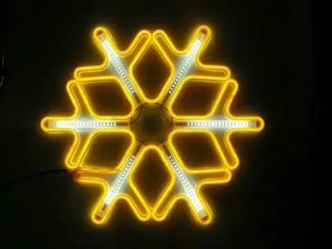 Новогодняя световая Снежинка 60см. (НЕОН желтый + белые лучи) – 7092-60Y-01